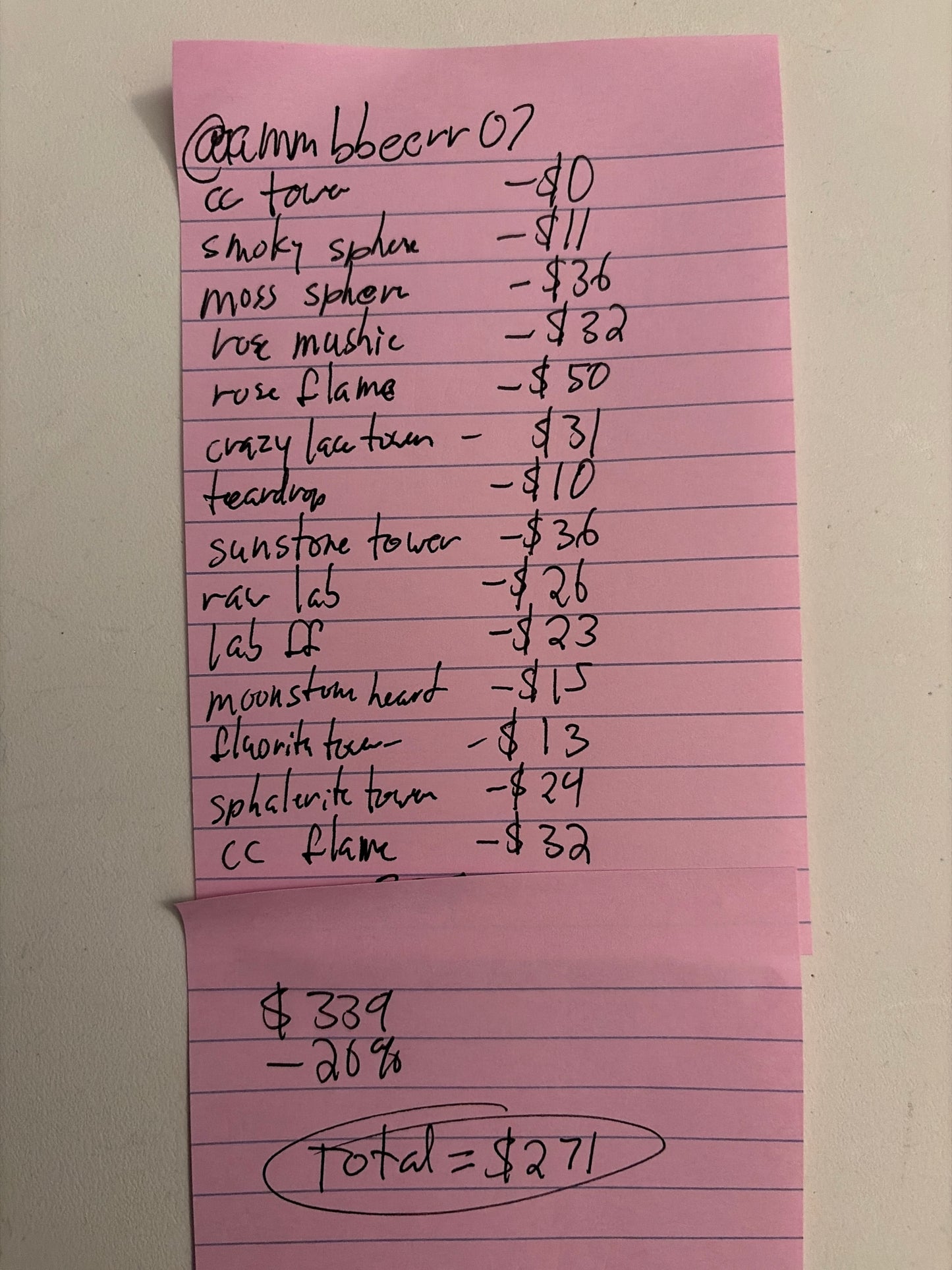 June 20 Live Sale Listing for @aammbbeerr07